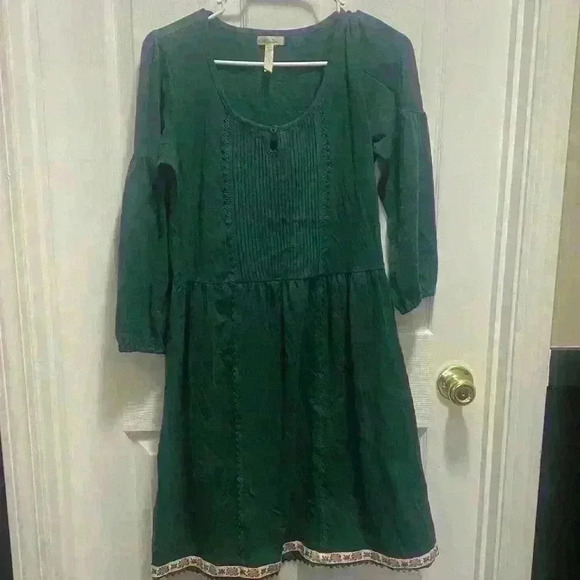 Matilda Jane Dresses & Skirts - Matilda Jane Womens Dress Nadine Fancy Charlie Emerald Green Floral Trim  Size S